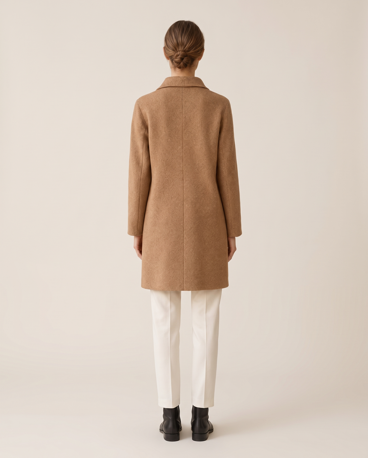 Wool Polo-Collar Coat for Women — studio back