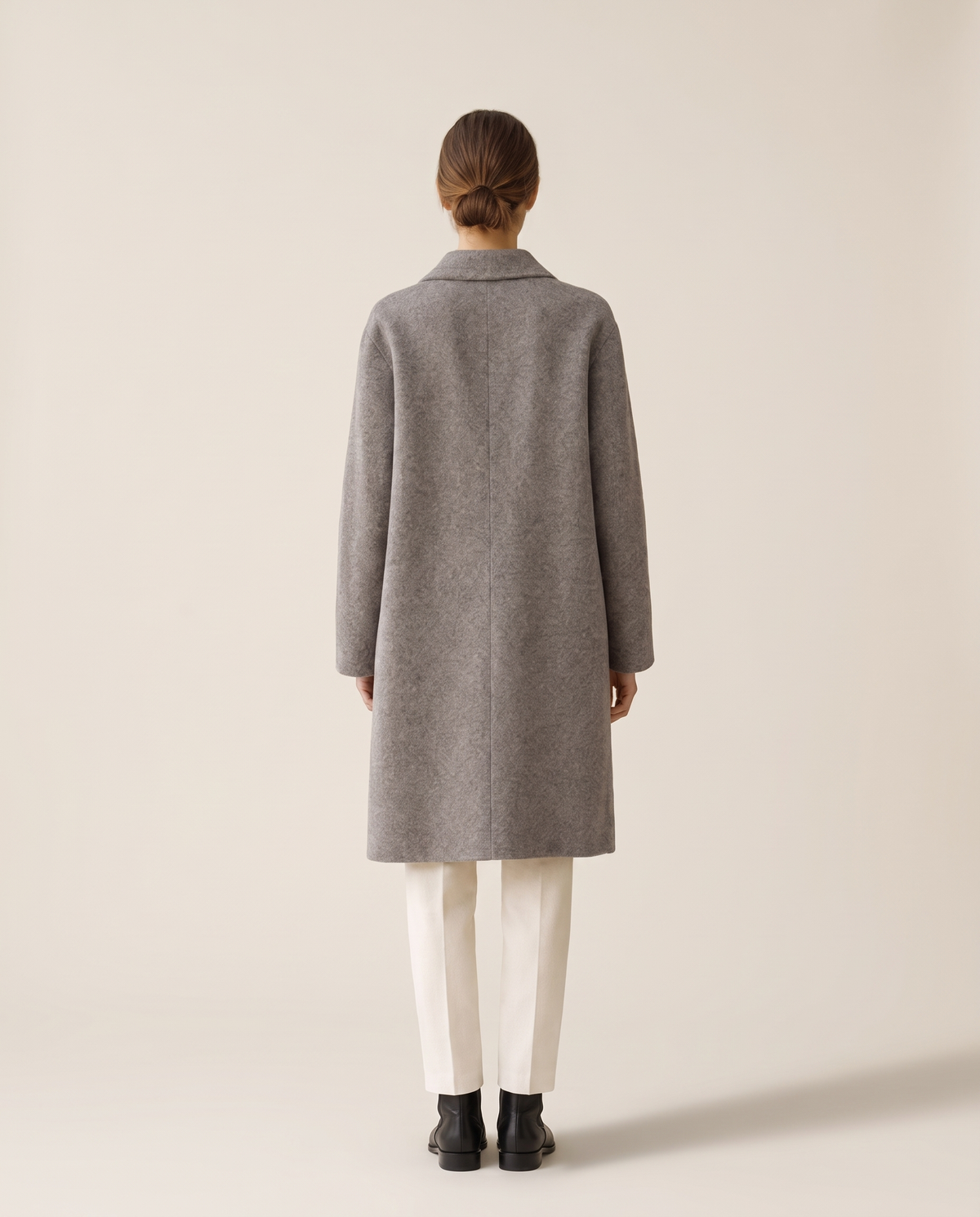 Mid-Length Wool-Blend Coat for Women — studio back