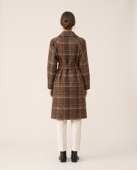 Plaid Belted Winter Coat for Women — studio back