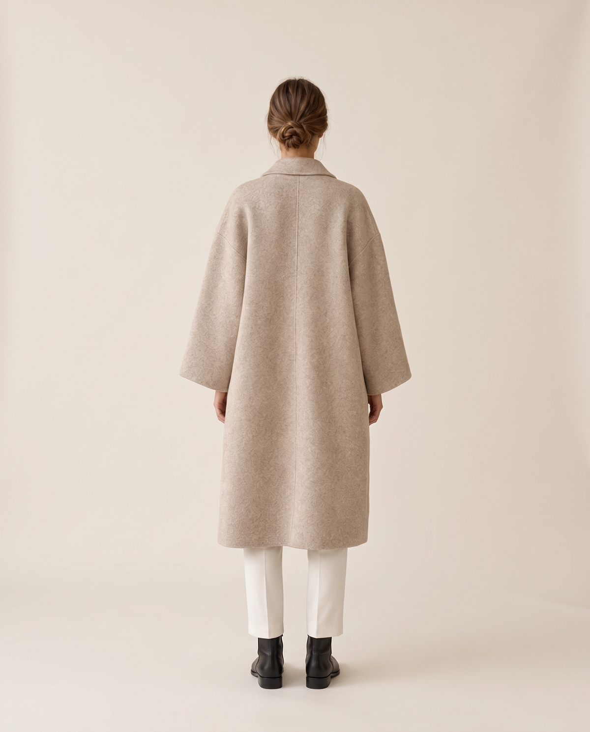 Oversized Wool-Blend Coat with Dropped Shoulders — studio back