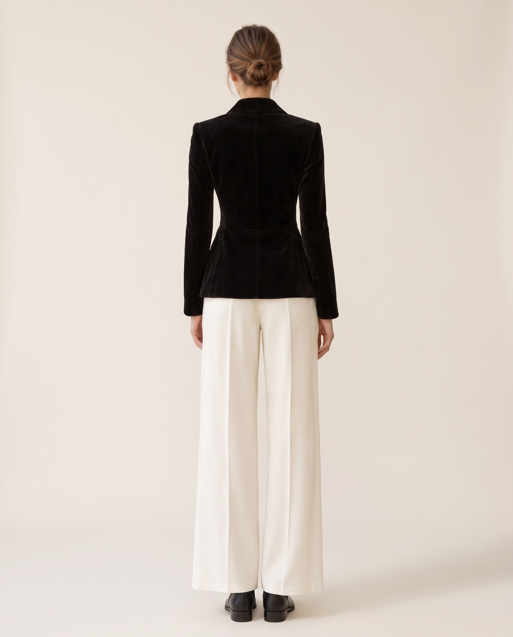 Eventide Elegant Velvet Single-Button Blazer — studio back