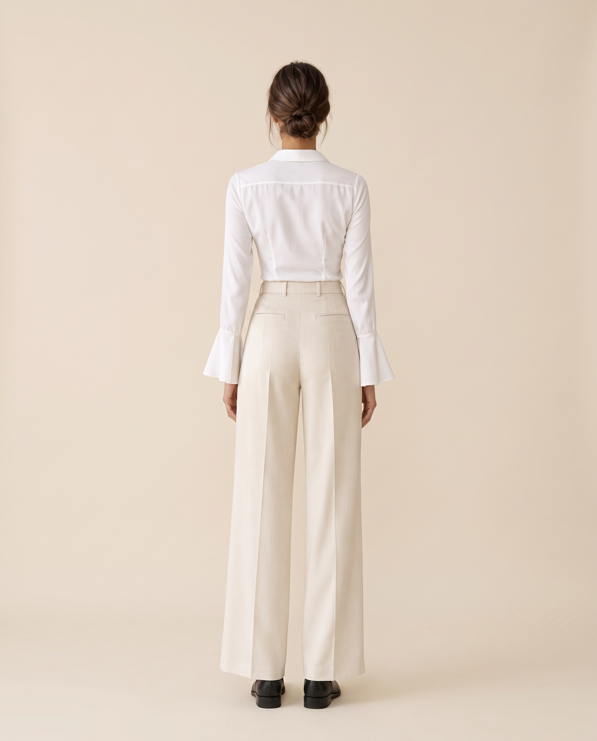 Spruce Sleek Fitted V-Neck Blouse — studio back