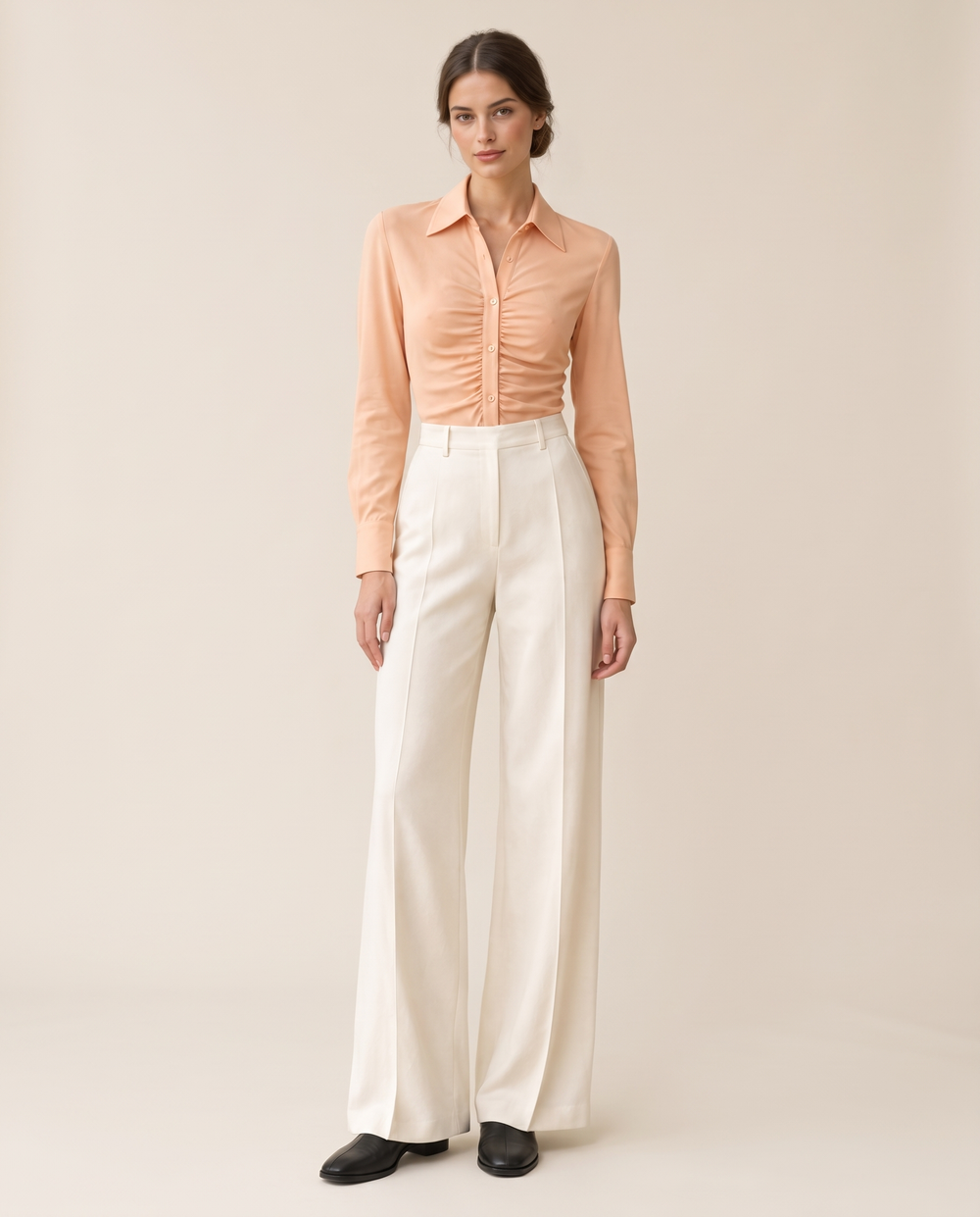 Cotswold Fitted Ruched Front Blouse — studio front