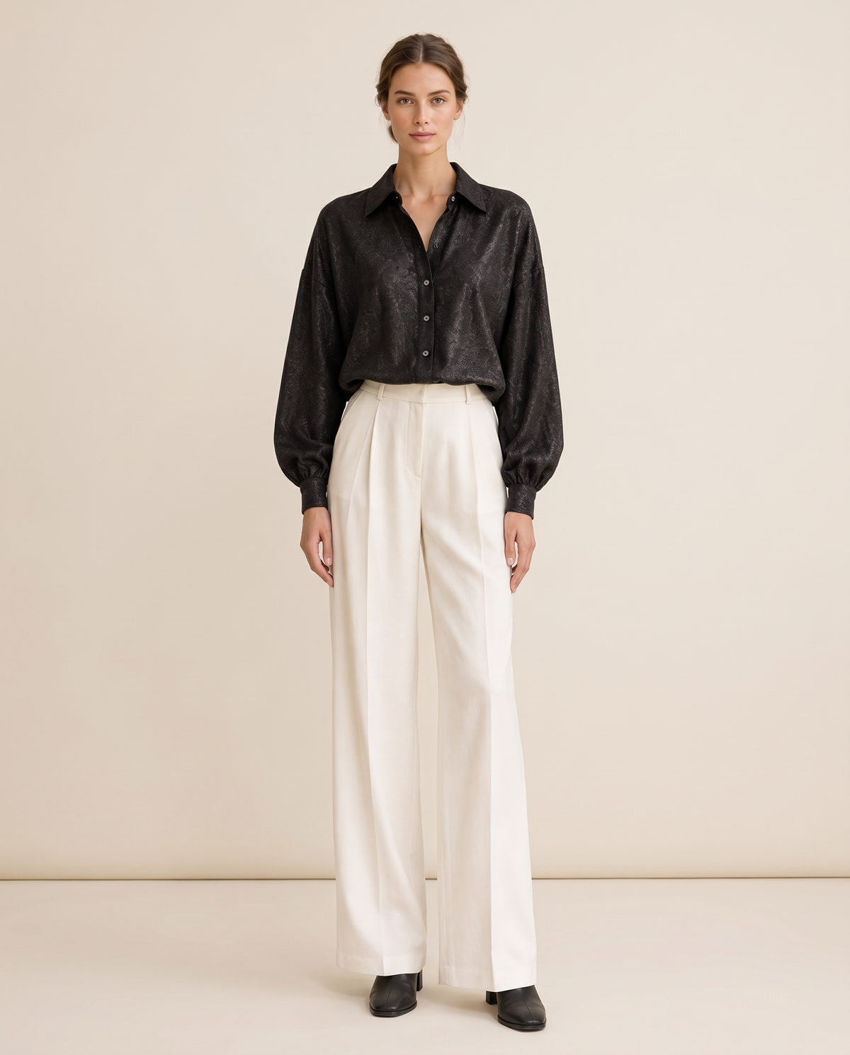 Snowline Elegant Shimmer Long Sleeve Blouse — studio front