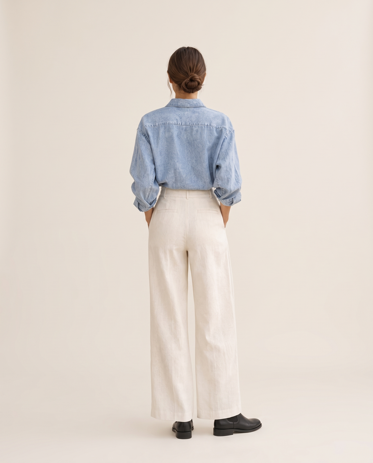 Logan Loose Denim Shirt — studio back