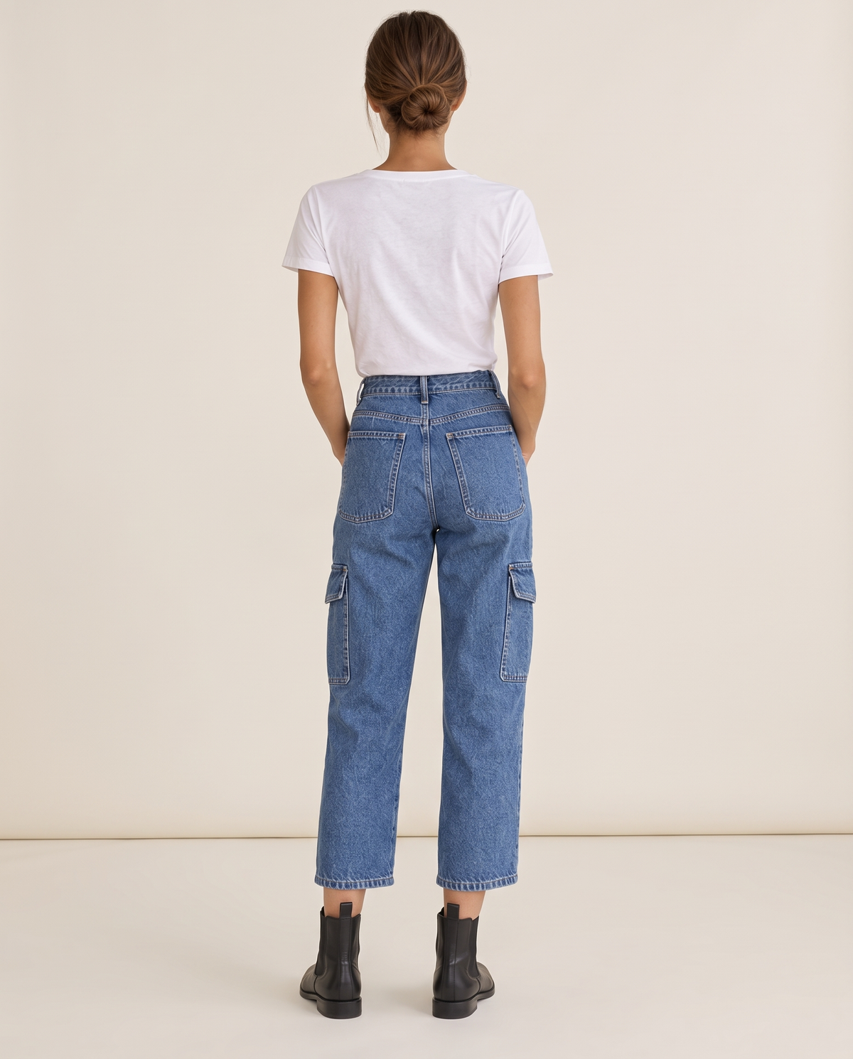 Beartooth Relaxed Cropped Cargo Jeans — studio back