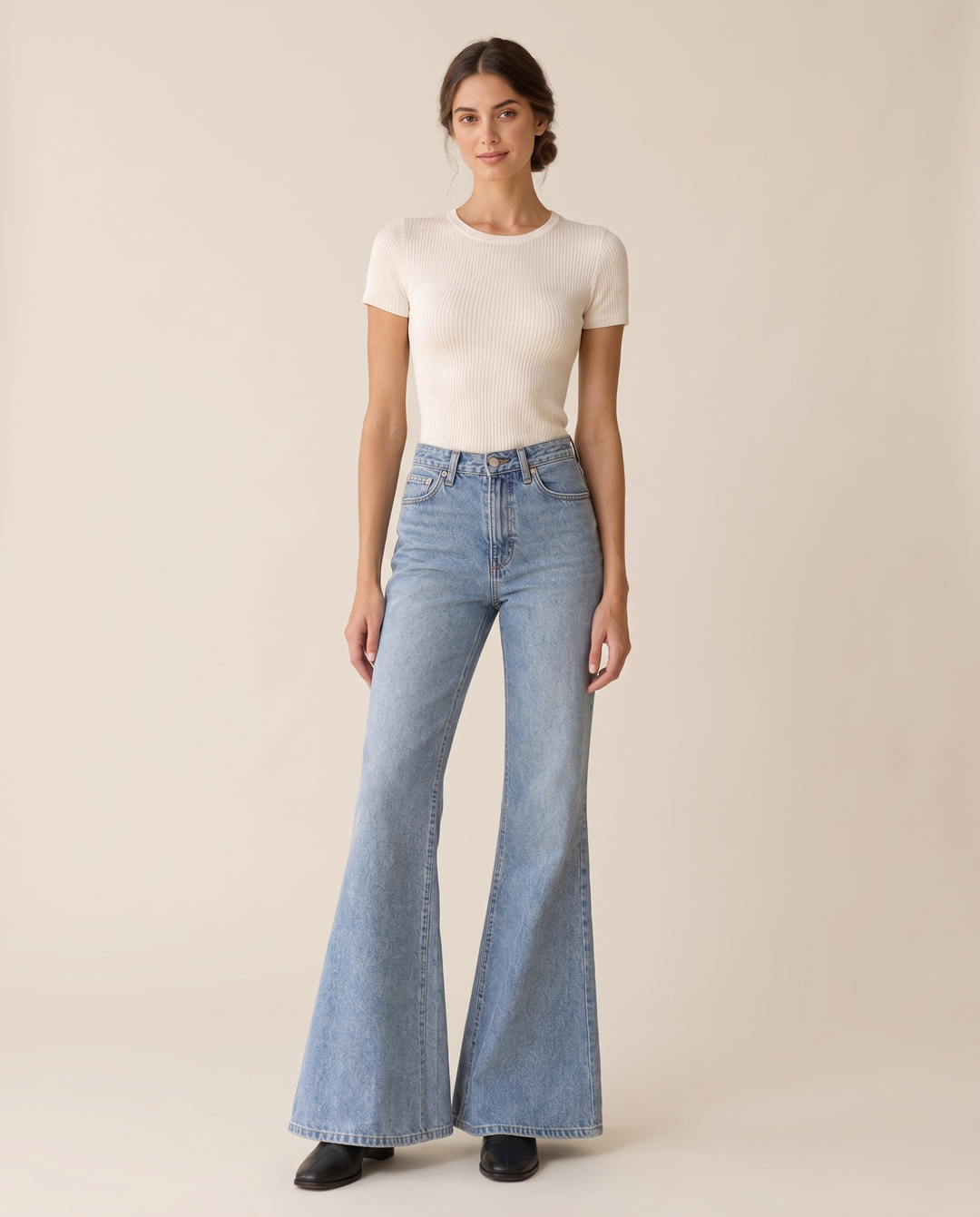 Loretta Vintage Flare Relaxed Jeans — studio front