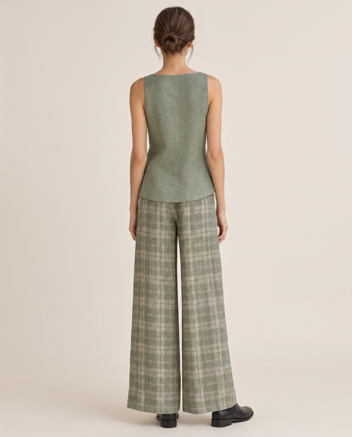 Brambleton Relaxed Cowl-Neck Top and Wide-Leg Pants Set — studio back