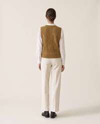 Falmouth Versatile Cable Knit Sweater Vest — studio back