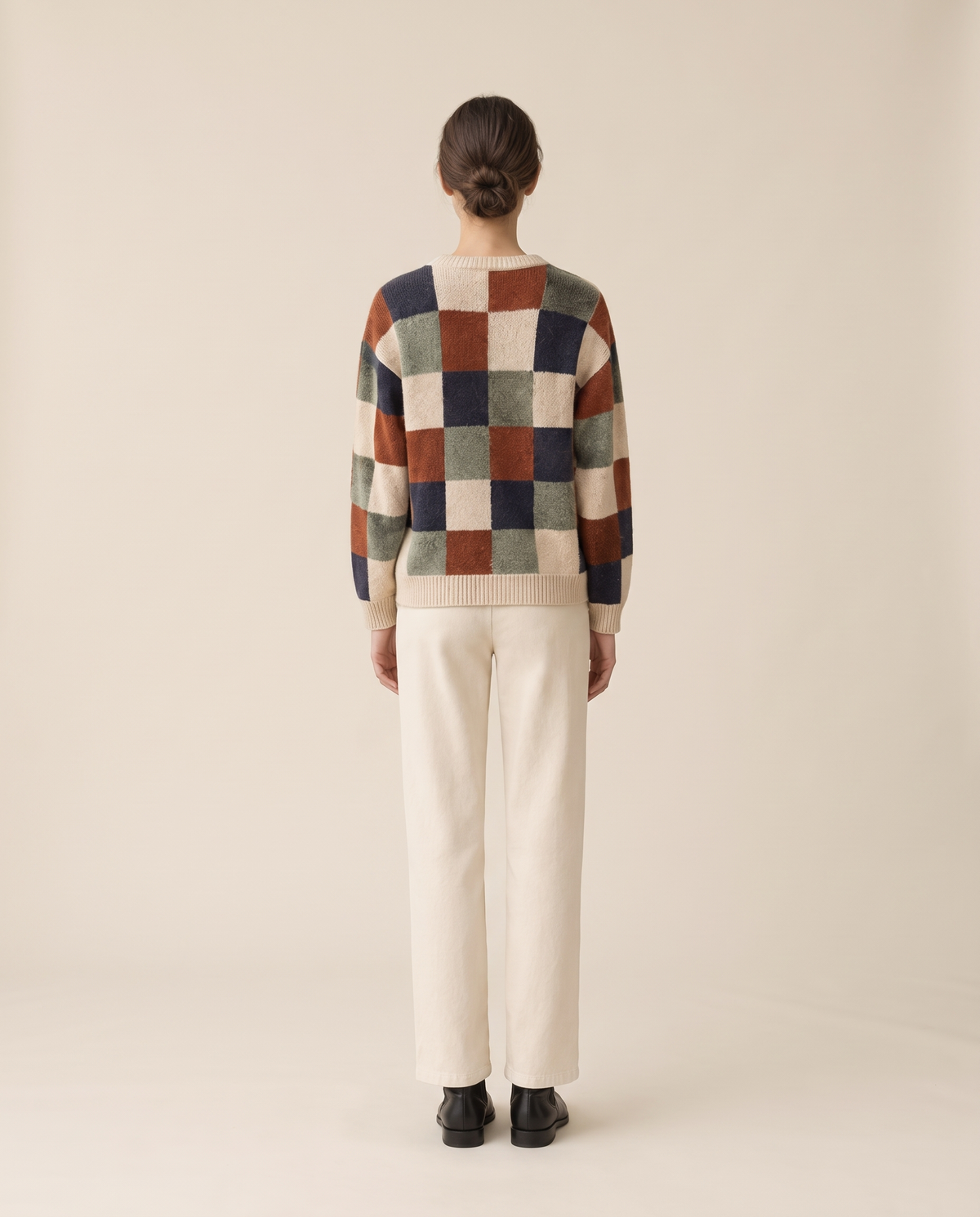 Silverton Cozy Checkered Print Pullover Sweater — studio back