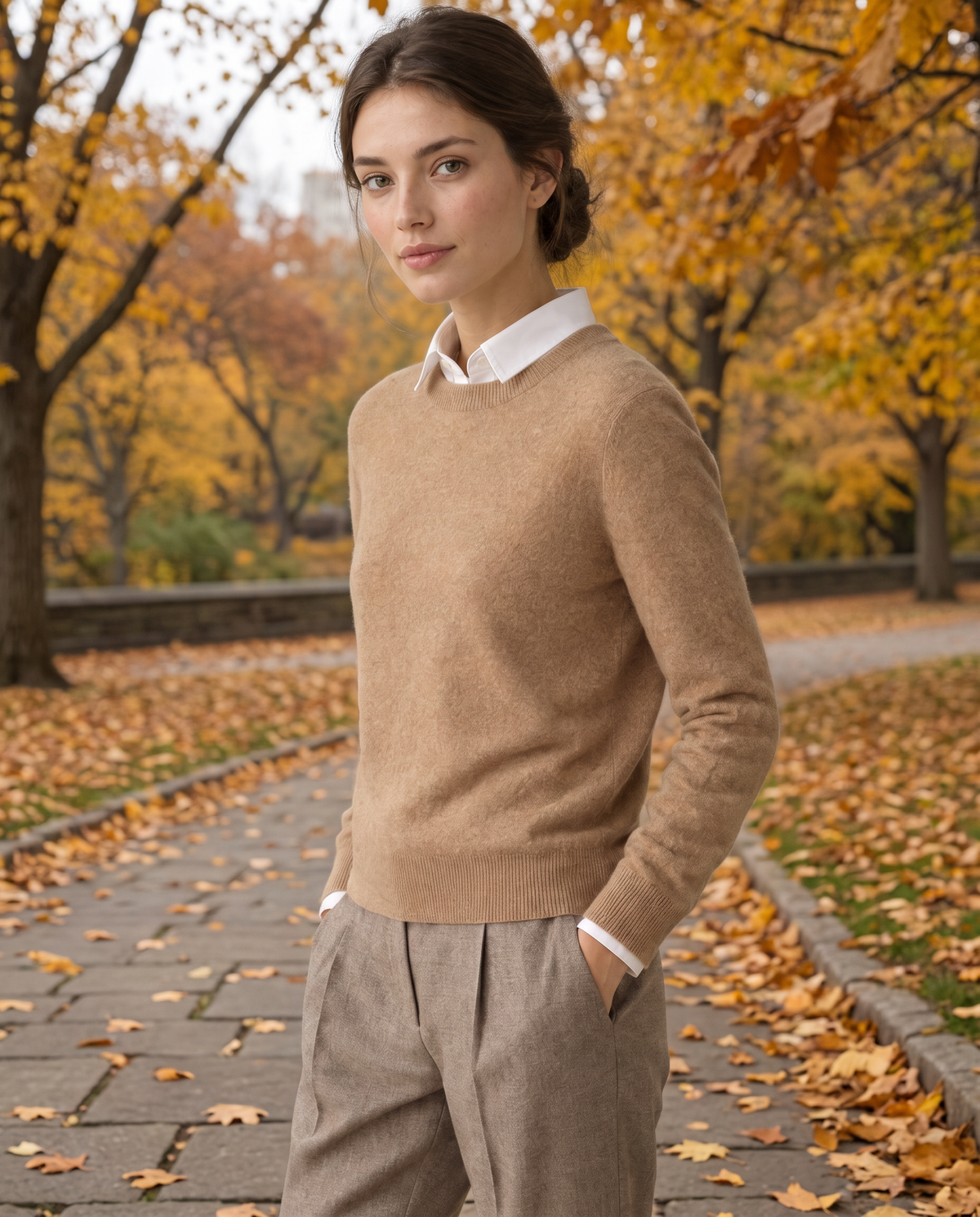 Frostfield Classic Merino Wool Crew Neck Sweater — worn in Central Park in autumn