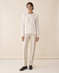 Marettimo Classic Cable Knit Pullover Sweater — studio front