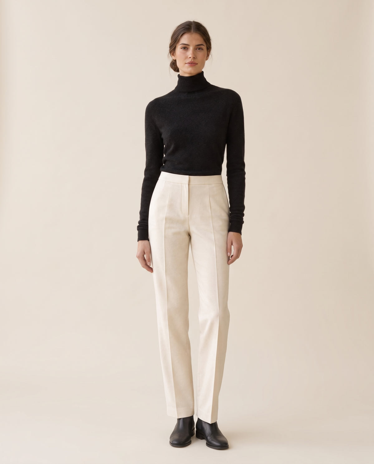 Marylebone Slim-Fit Brushed Knit Turtleneck Sweater — studio front