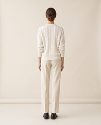 Marettimo Classic Cable Knit Pullover Sweater — studio back