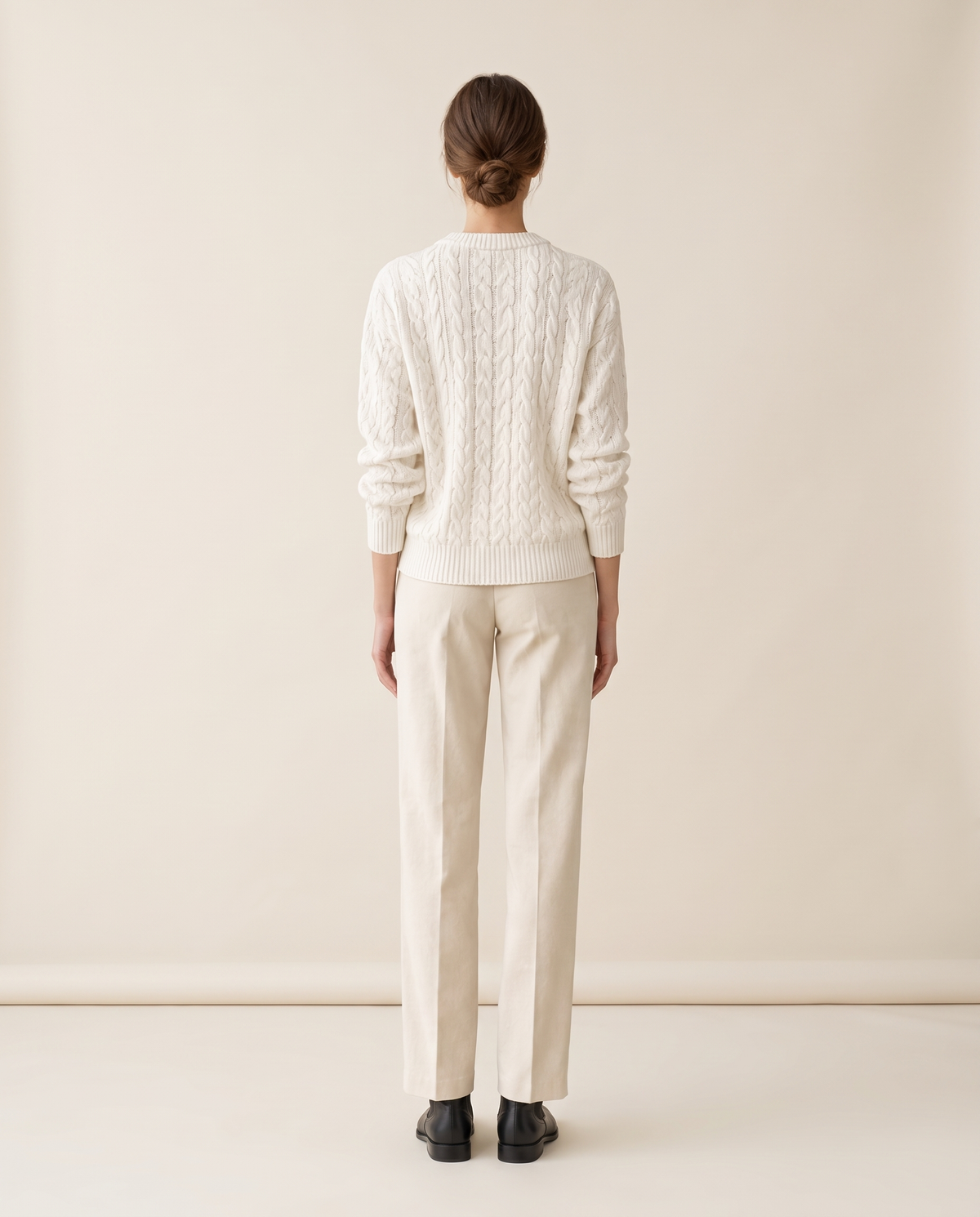 Marettimo Classic Cable Knit Pullover Sweater — studio back
