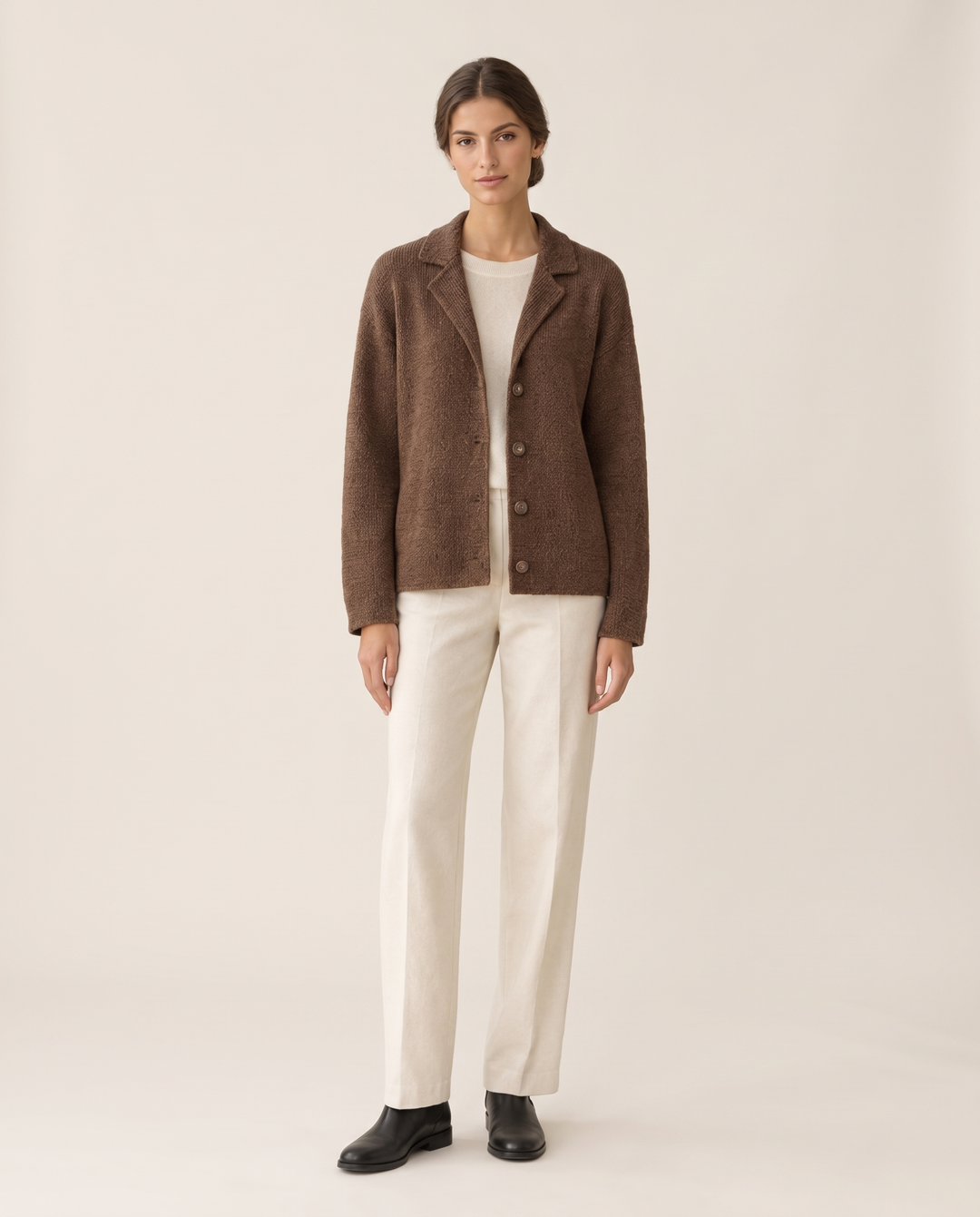 Women's Casual Knitted Warm Jacket — studio front
