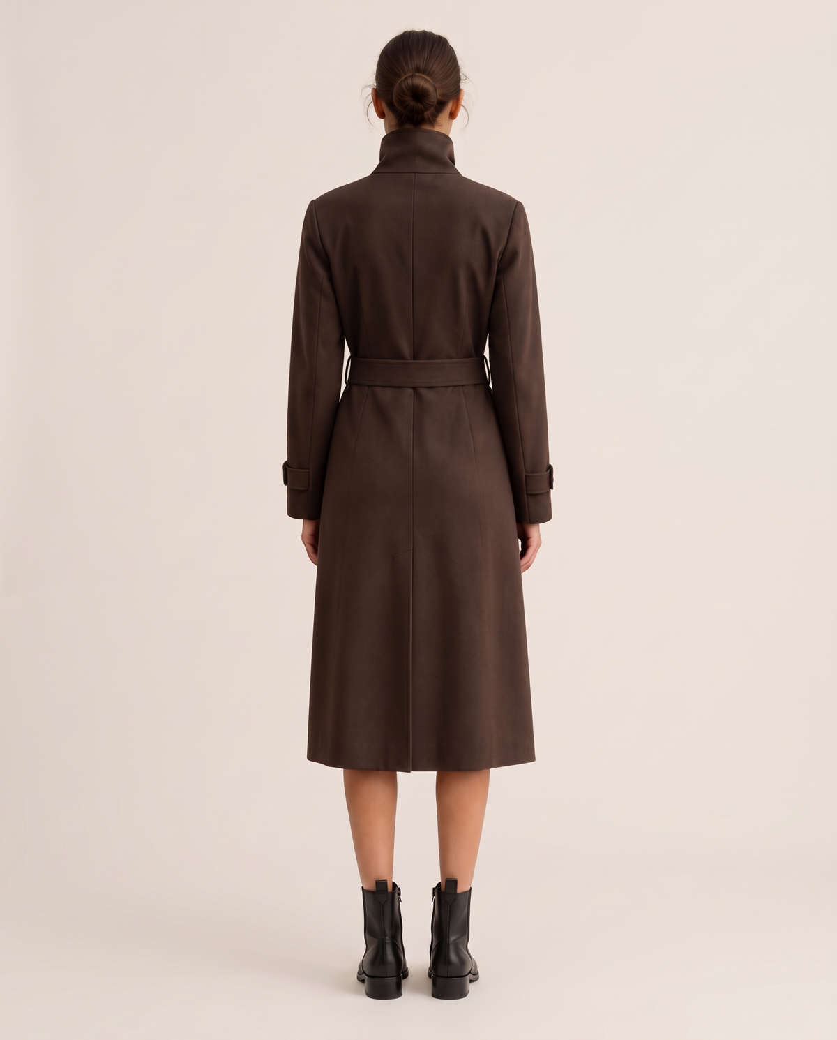 Stand-Collar Trench Coat for Women — studio back