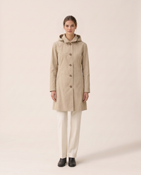 Lightweight Waterproof Trench Coat with Hood — studio front