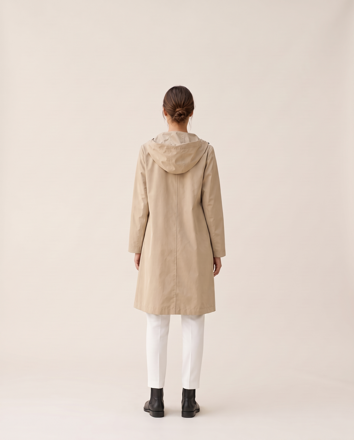 Lightweight Waterproof Trench Coat with Hood — studio back