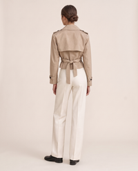 Cropped Belted Trench Jacket for Women — studio back