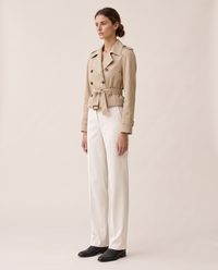 Cropped Belted Trench Jacket for Women — three-quarter view
