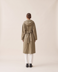 Waterproof Hooded Trench Coat for Women — studio back
