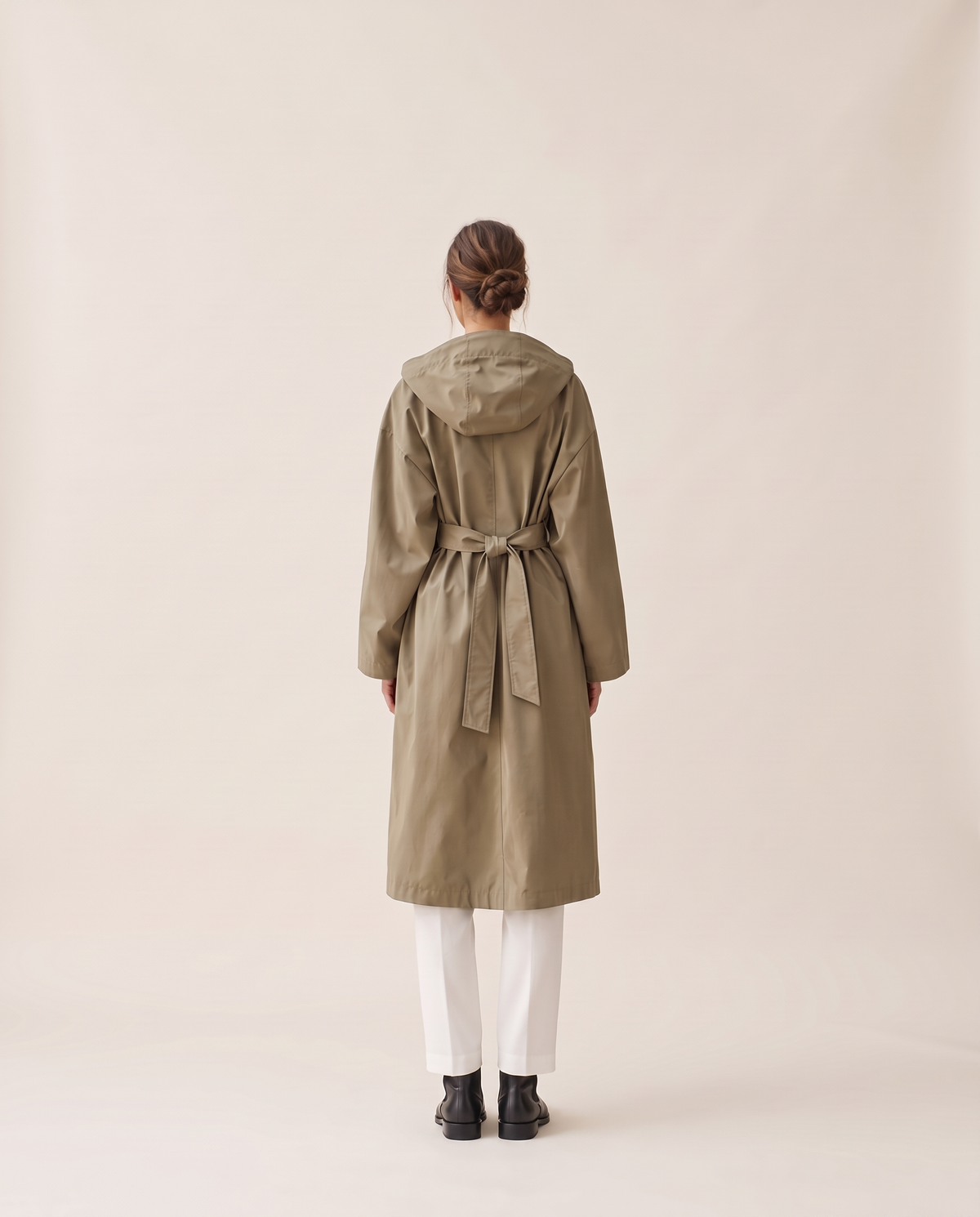 Waterproof Hooded Trench Coat for Women — studio back