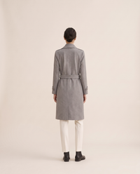 Women's Double-Breasted Trench Coat — studio back