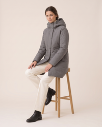 Heavyweight Waterproof Hooded Parka — worn seated