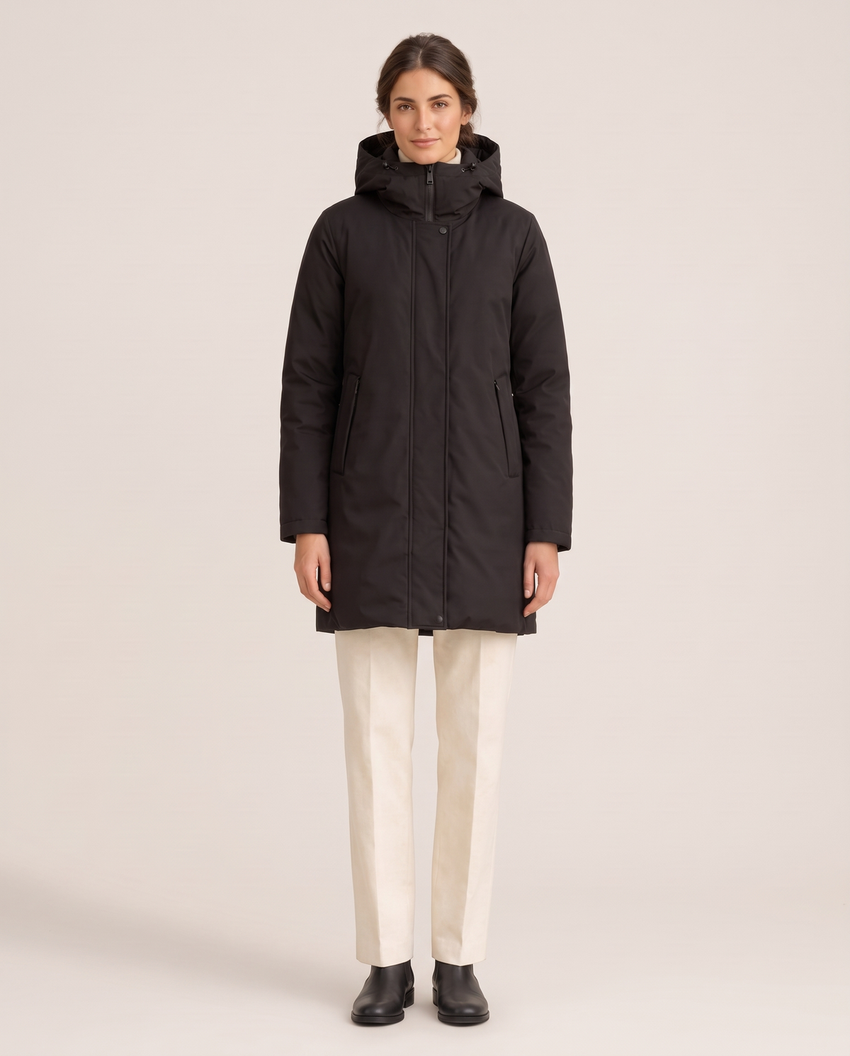 Heavyweight Waterproof Hooded Parka — black, studio front