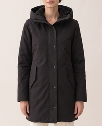 Women's Fleece-Lined Hooded Parka — storm flap and pockets, worn