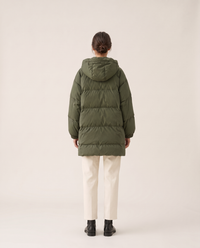 Oversized Hooded Puffer Coat for Women — studio back