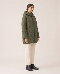 Oversized Hooded Puffer Coat for Women — three-quarter view