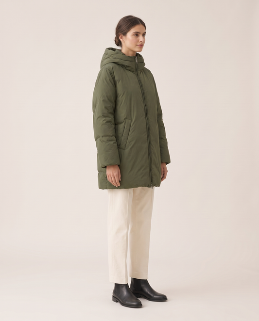 Oversized Hooded Puffer Coat for Women — three-quarter view