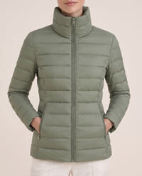 Tailored Quilted Puffer Jacket with High Neck — high neck and quilting, worn