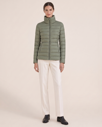 Tailored Quilted Puffer Jacket with High Neck — studio front