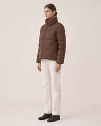 Classic Padded Puffer Jacket with Zip Front — three-quarter view