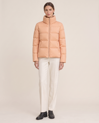 Classic Padded Puffer Jacket with Zip Front — peach, studio front