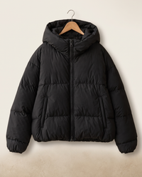 Oversized Hooded Puffer Jacket for Women — on hanger