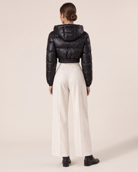 Glossy Cropped Puffer Jacket with Hood — studio back