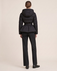 Belted Cropped Puffer Jacket with Hood — studio back