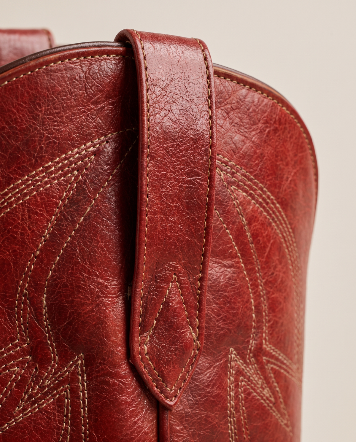 Red Cowboy Boots for Women, Mid-Calf Western Style — stitching detail
