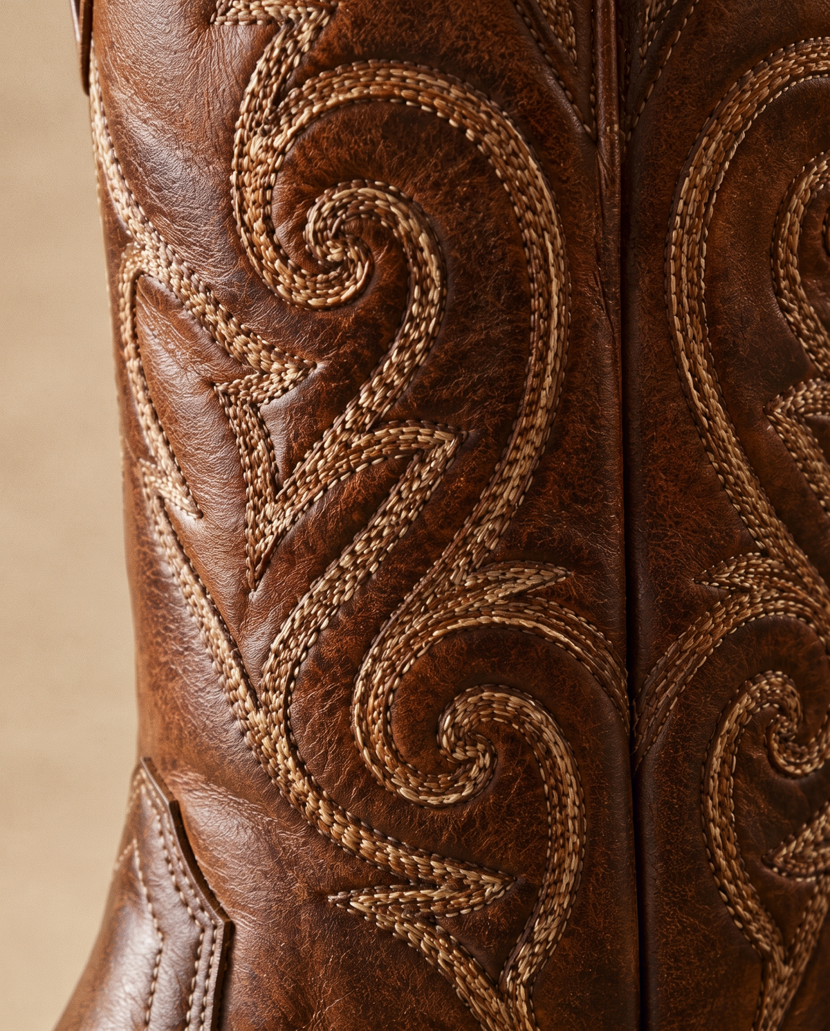 Knee-High Western Boots with Floral Embroidery — floral embroidery detail
