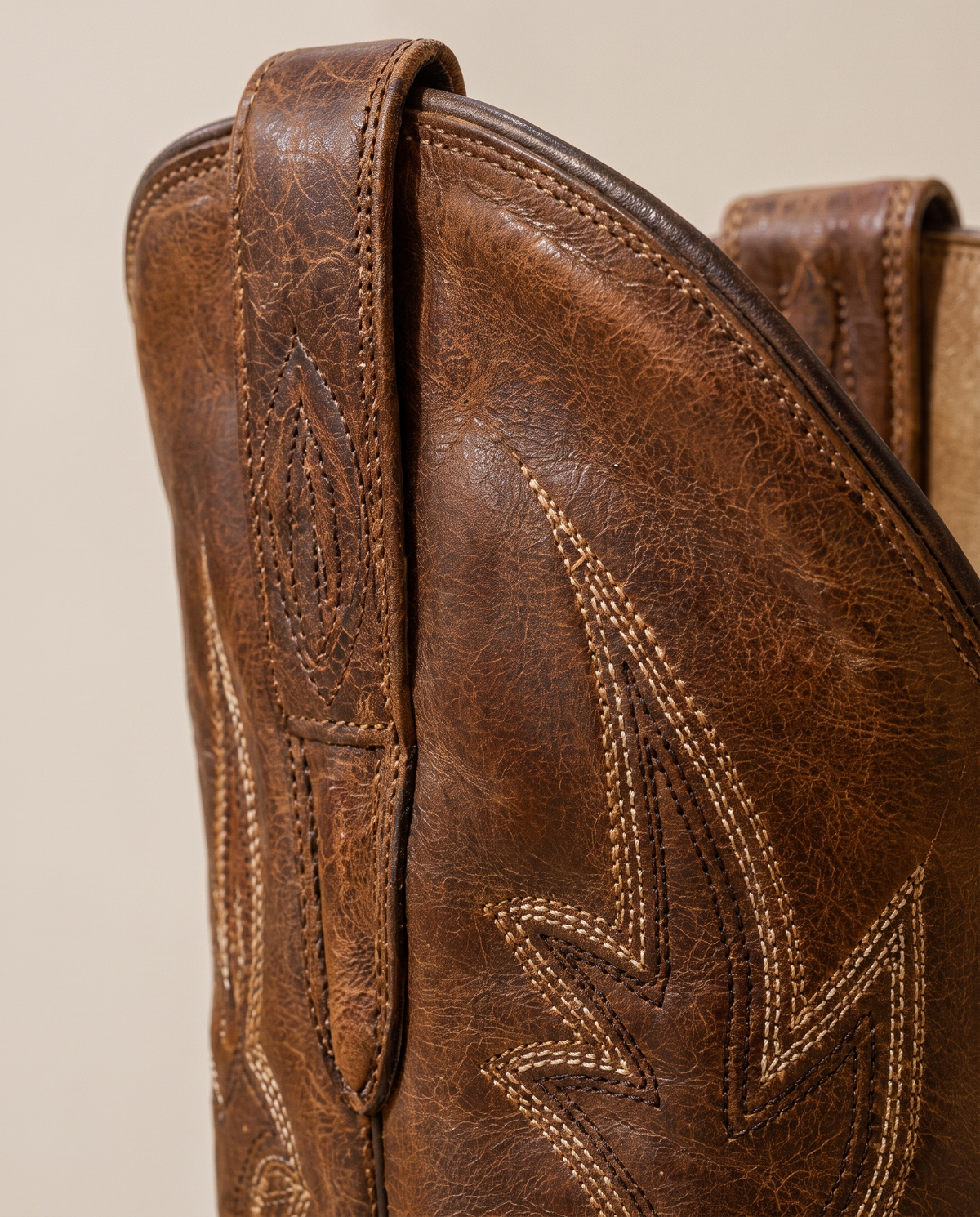 Brown Cowboy Boots for Women, Mid-Calf Western Style — stitching detail