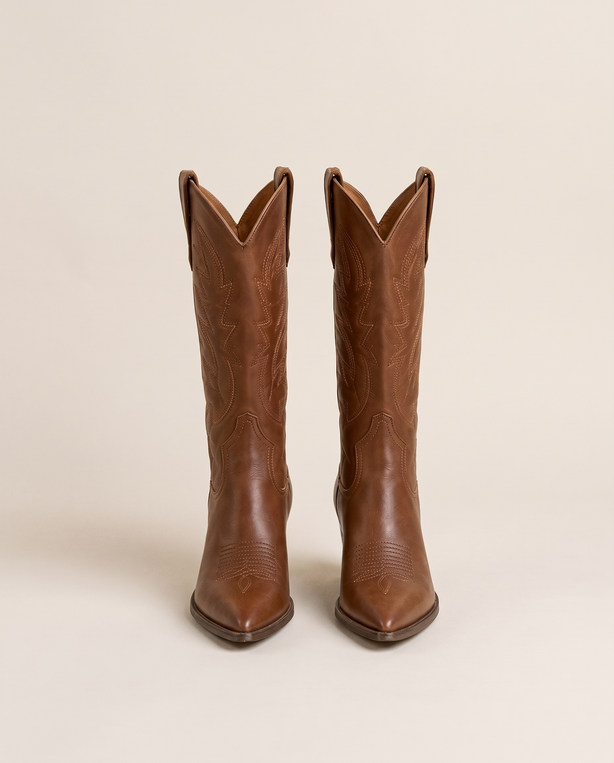Western Boots with Cushioned Footbed and Breathable Lining — brown, pair, studio