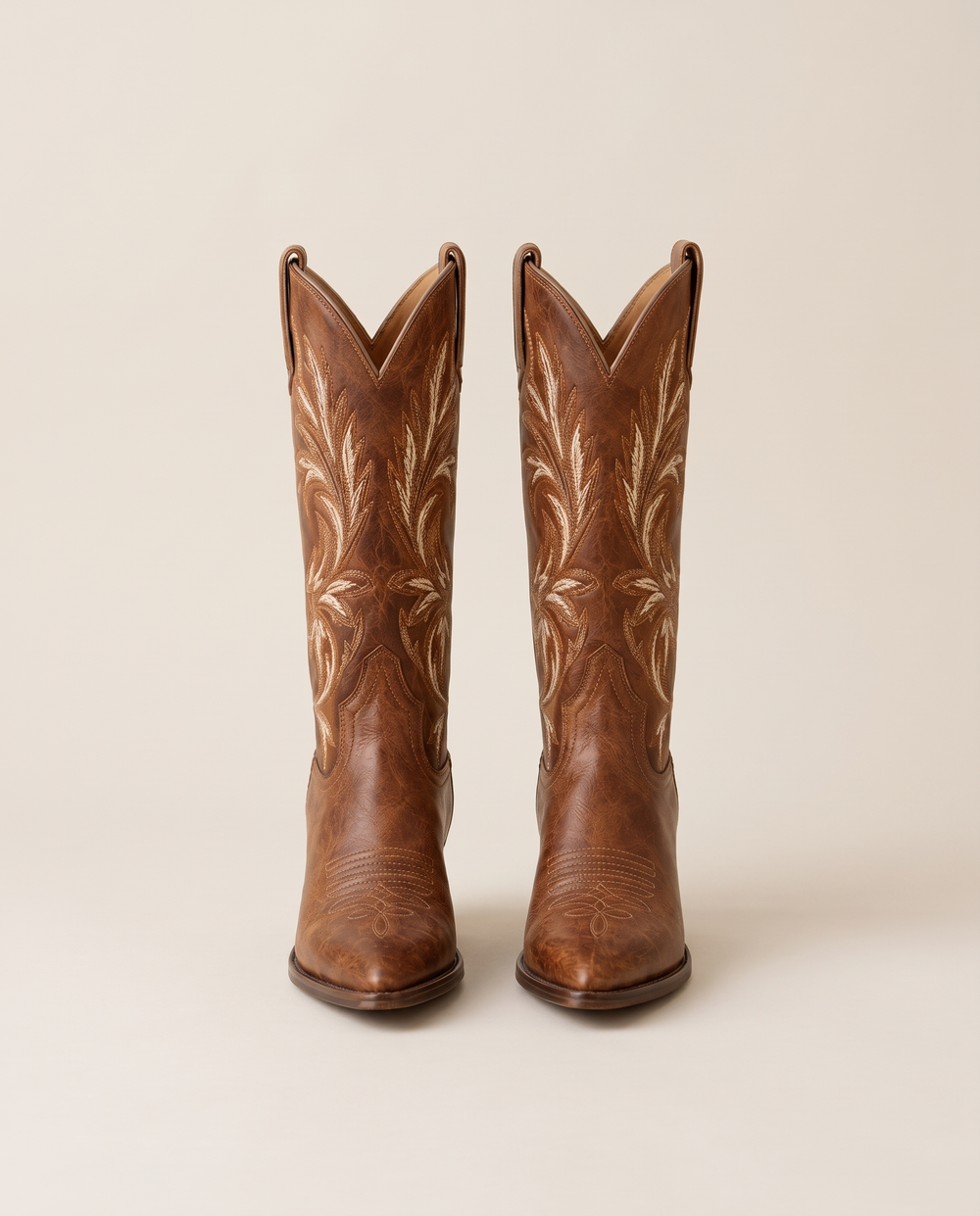 Embroidered Leather Cowboy Boots for Women — pair, studio