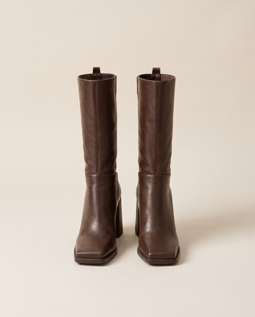 Women's Mid-Calf Boots with Square Toe and Block Heel — pair, studio