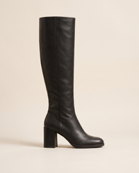 Round Toe Knee-High Boots with Block Heel — single boot, side view