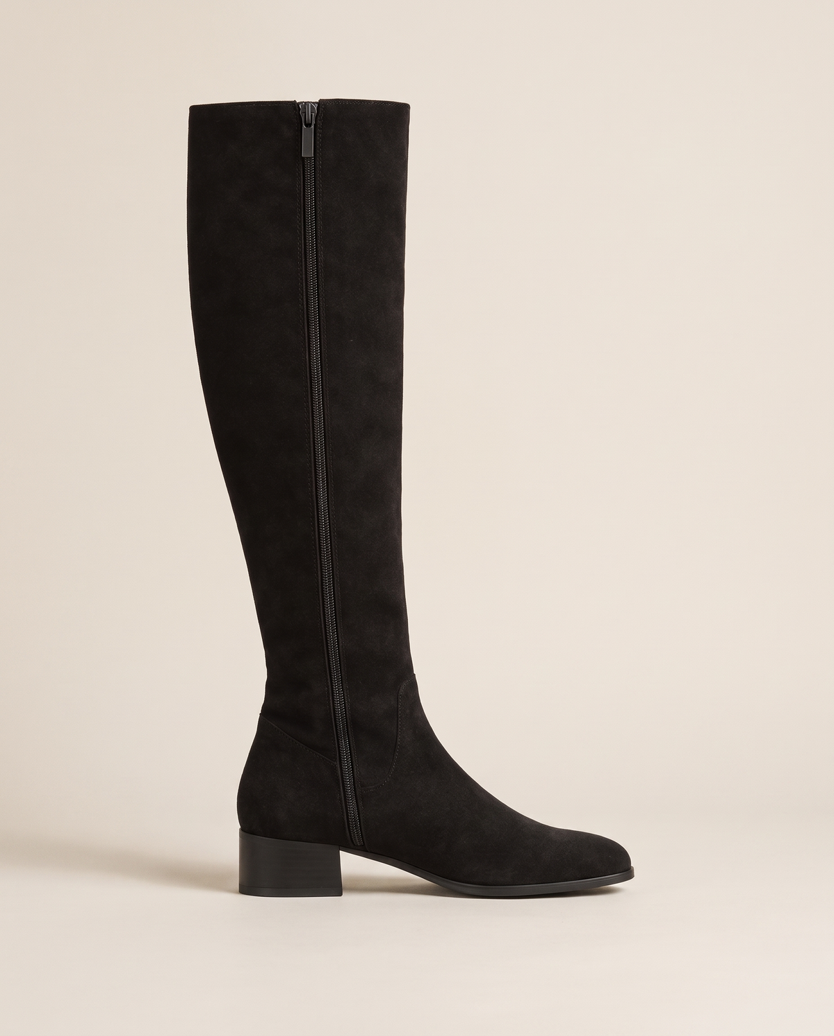 Knee-High Boots with Cushioned Footbed and Side Zipper — single boot, side view