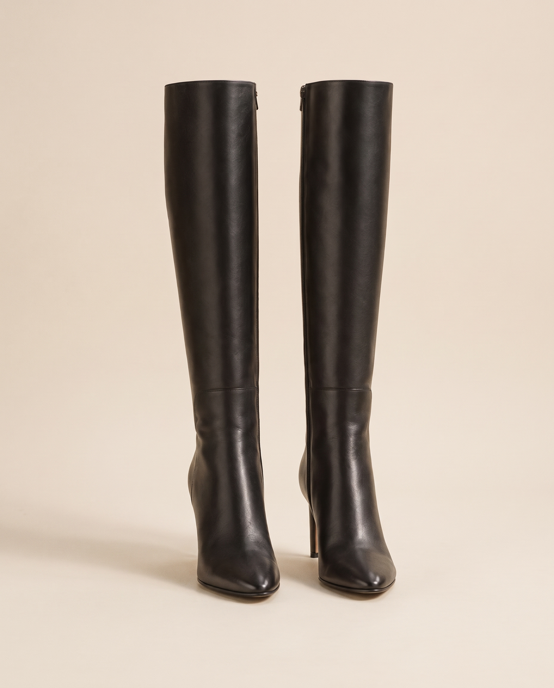 Leather Knee-High Boots with Slim Heel — pair, studio